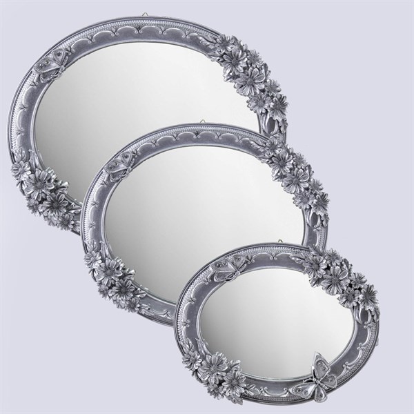 Akasya 3'lü Ayna Gümüş