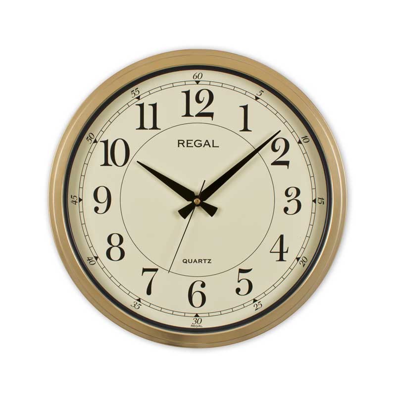 9105 G2 Mat Gold Yuvarlak Duvar Saati - Regal Saat