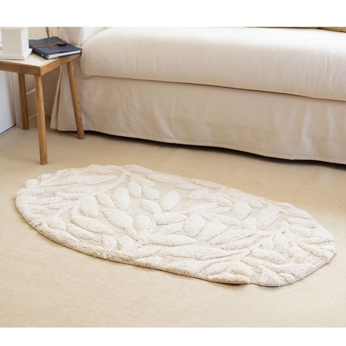 Allesi 65x115 cm ekru pamuklu banyo paspası kaymaz taban özelliği ve fiyatı Çamlıca Home