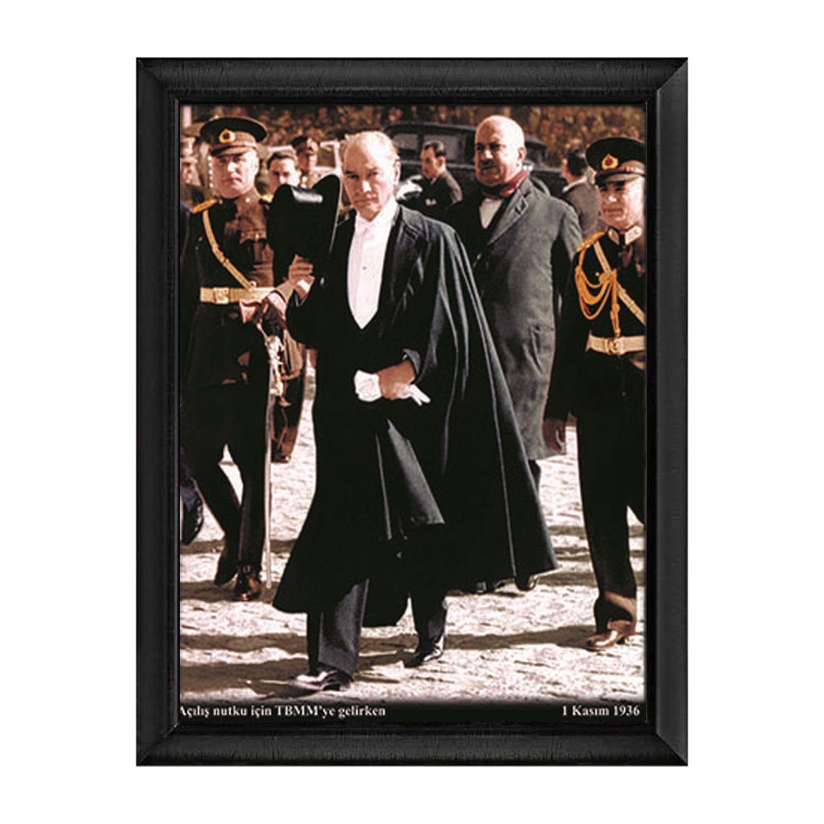 Siyah çerçeveli Atatürk TBMM açılış nutku tablosu çalışma odası replika kanvas baskı