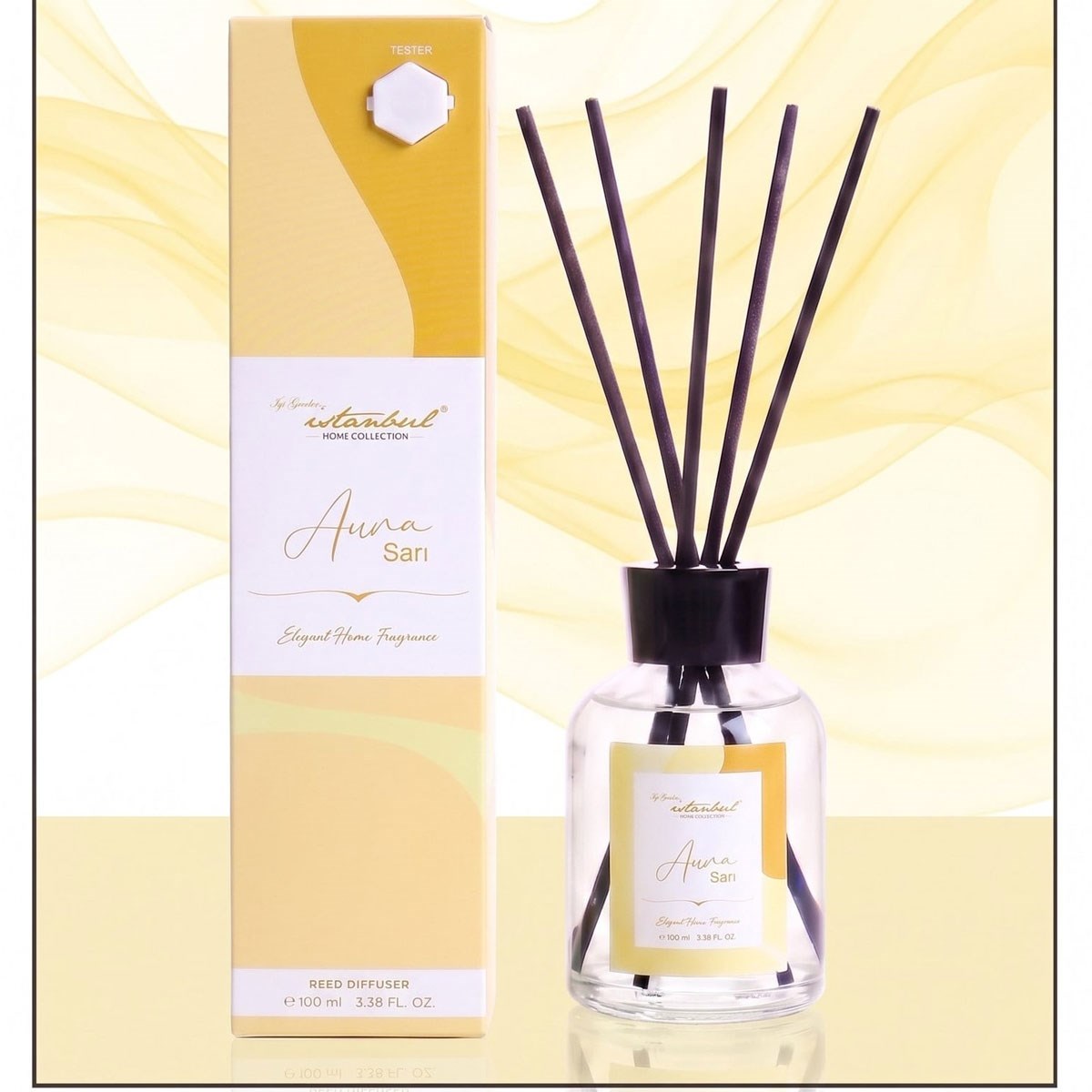 Aura Bambu Çubuklu Oda Kokusu 100 ml - Sarı - İyi Geceler İstanbul