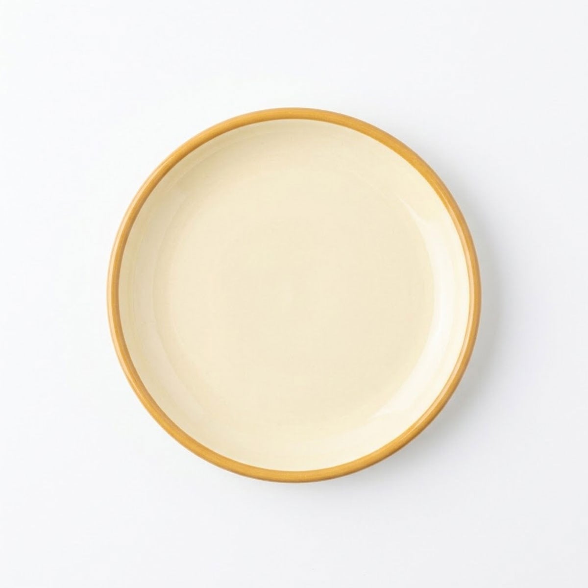 Bal rengi iç tabanlı ve altın sarısı kordonlu 16 cm emaye tatlı tabağı Çamlıca Home