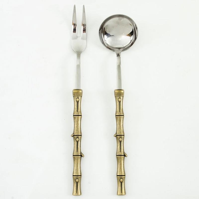 Bambu 2 Parça Et Çatalı ve Sos Kepçesi Seti Antik - şık-antik-servis-takımı-et-ve-sos-için