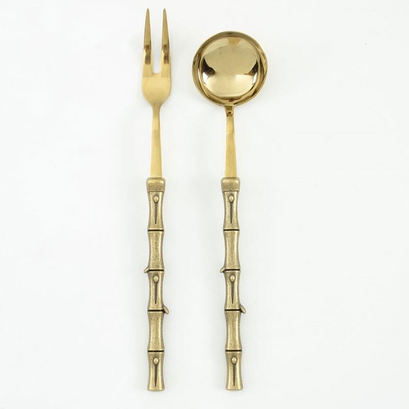 Bambu 2 Parça Et Çatalı ve Sos Kepçesi Seti Antik Titanyum - 2-parça-antik-titanyum-renk-servis-seti-et-çatalı-sos-kepçesi