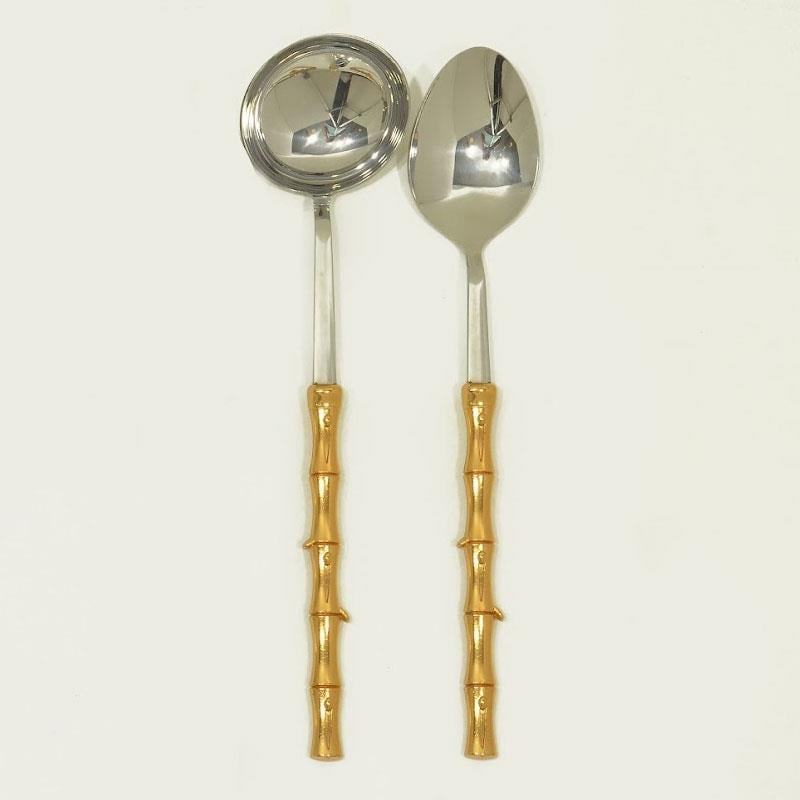 Bambu 2 Parça Pilav Kaşığı ve Çorba Kepçesi Seti Altın - şık-pilav-kaşığı-çorba-kepçesi-takımı-çelik-altın