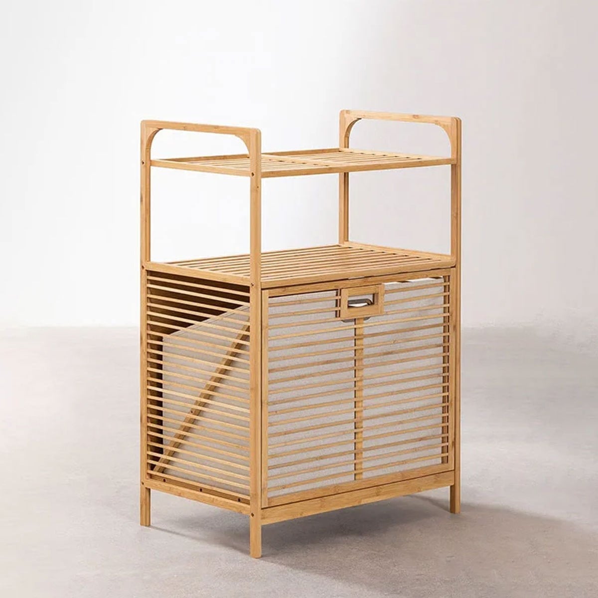Bambu 2 Raflı Devrilir Kapaklı Çamaşır Dolabı 40x70x95 cm - Panalı