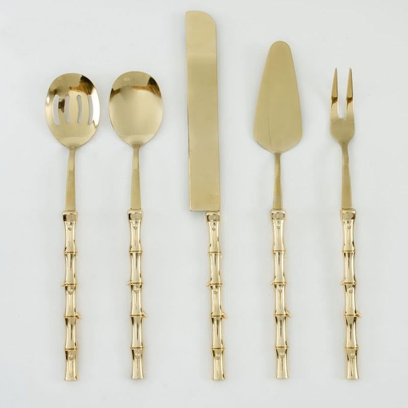 Bambu 5 Parça Servis Seti Titanyum - çamlıca-home-titanyum-bambu-pasta-seti-5-parça