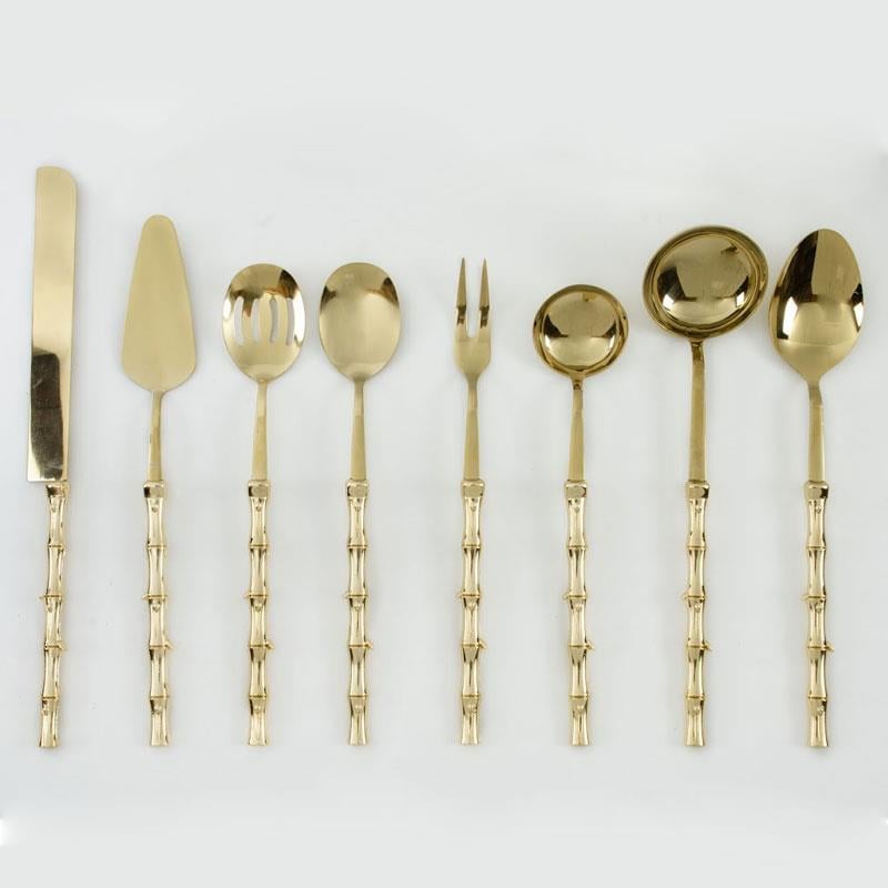 Bambu 8 Parça Servis Seti Titanyum - titanyum-rengi-kapsamlı-mutfak-servis-takımı-bambu-saplı