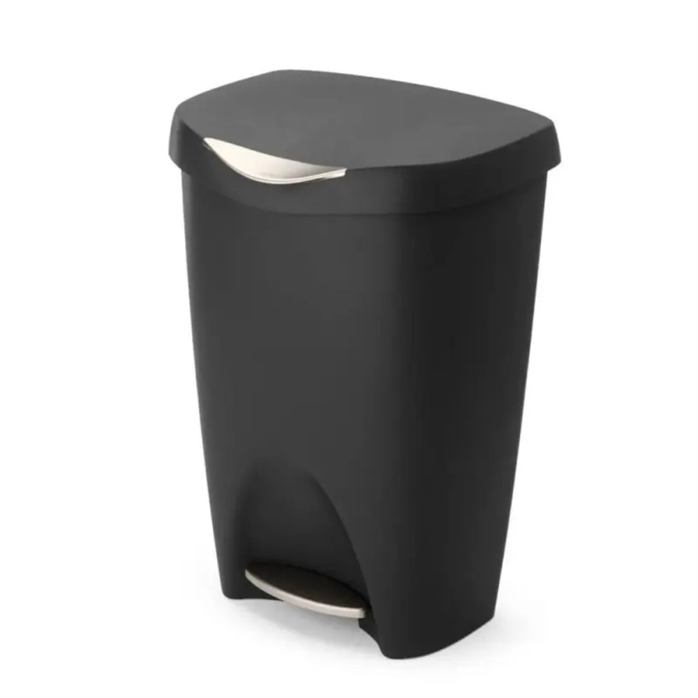 Brım Step Çöp Kovası Siyah/Nikel Mat Kenarlı 50 Lt - Umbra