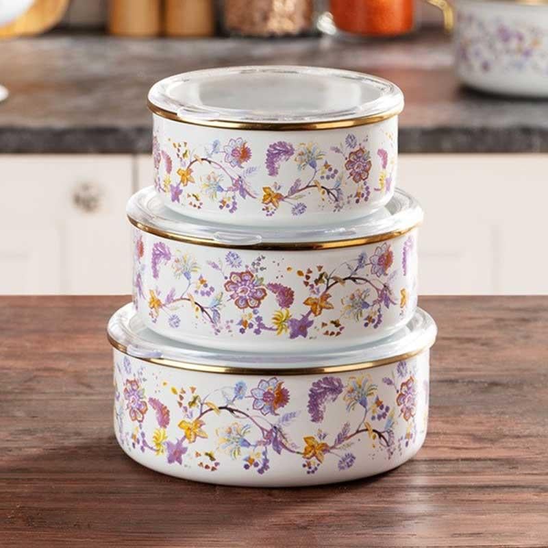 Cordy 3'lü Emaye Saklama Kabı - Mondecor