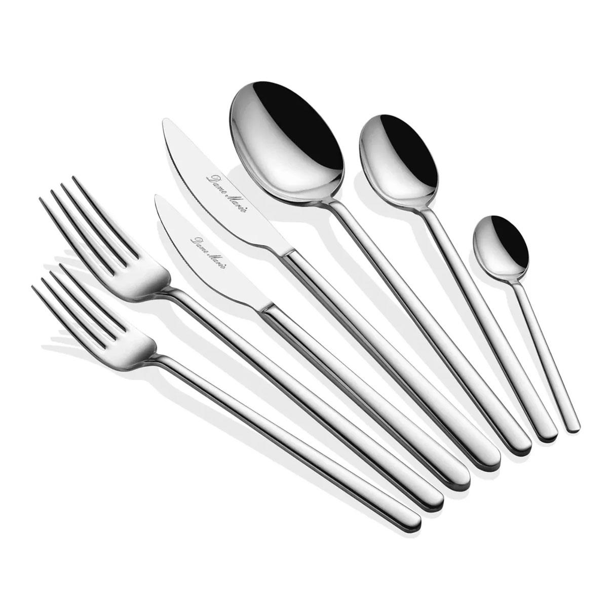 Dame Marie Allegra 6 Kişilik 42 Parça Paslanmaz Çelik Çatal Kaşık Bıçak Takımı Gümüş Rengi