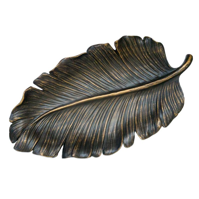Dekoratif 55 cm Yaprak Tabak Siyah Altın - Kare Home