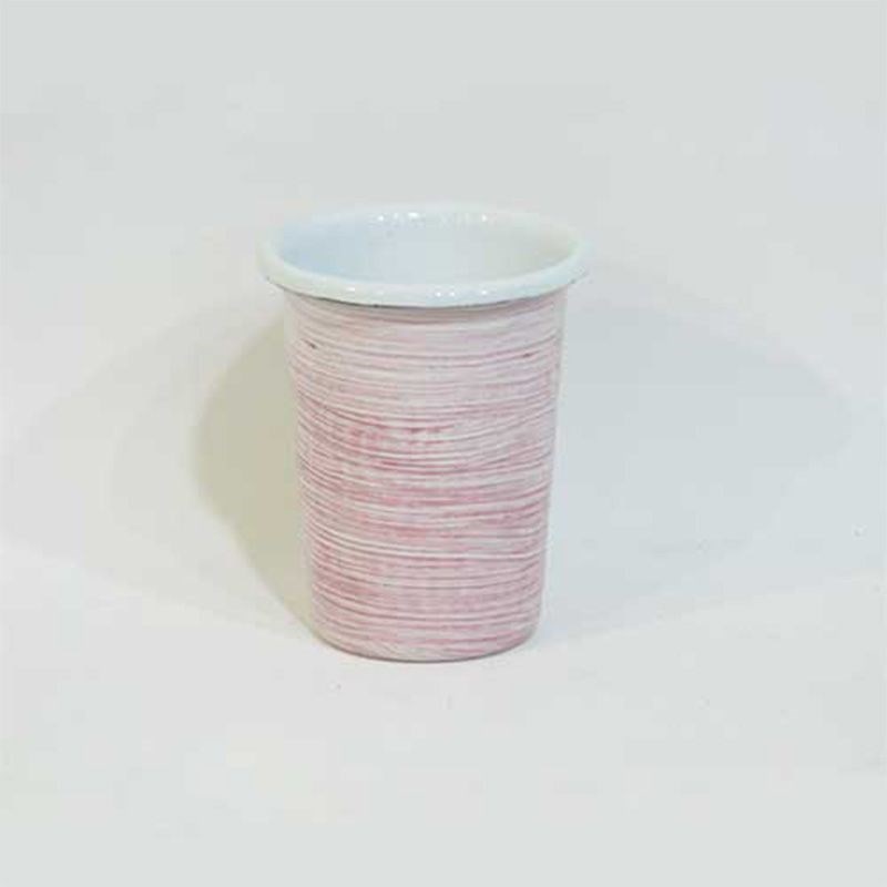 Dekoratif Desenli Emaye Küçük Bardak Pembe