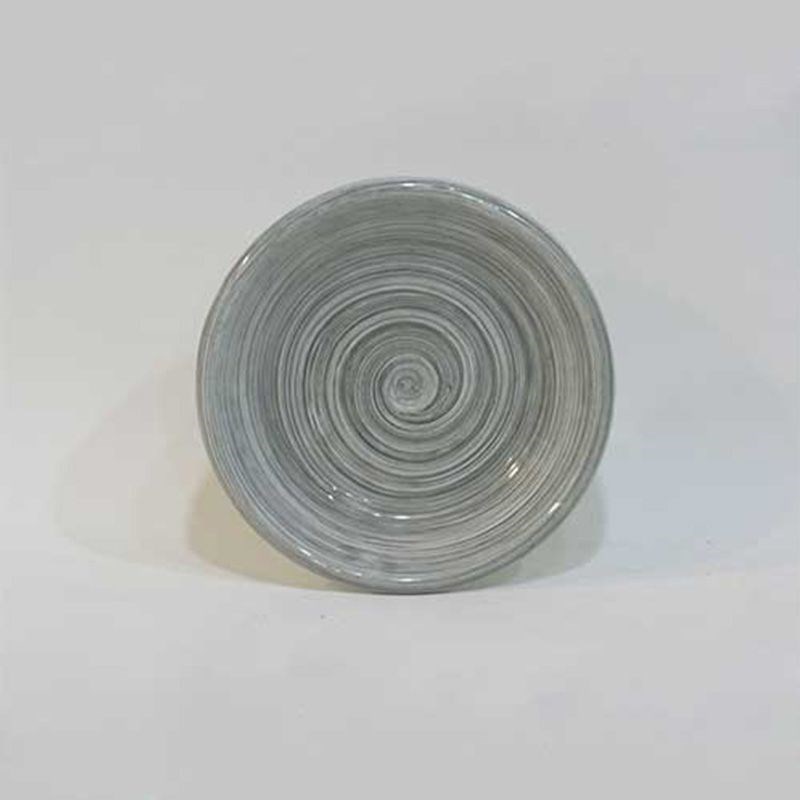 Dekoratif Desenli Emaye Tabak 12 cm Gri