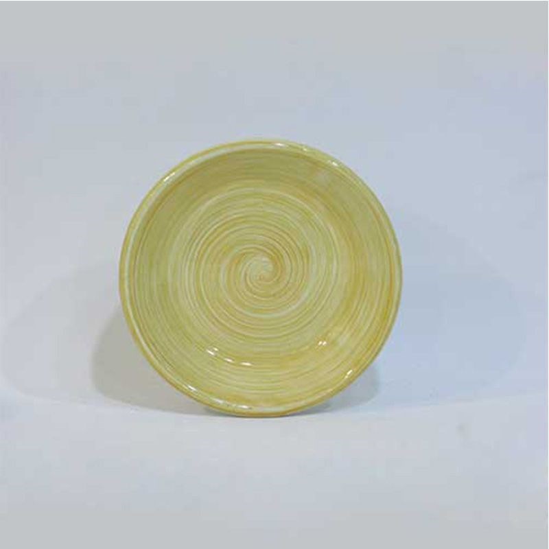 Dekoratif Desenli Emaye Tabak 12 cm Sarı