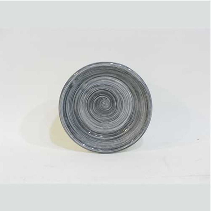 Dekoratif Desenli Emaye Tabak 12 cm Siyah