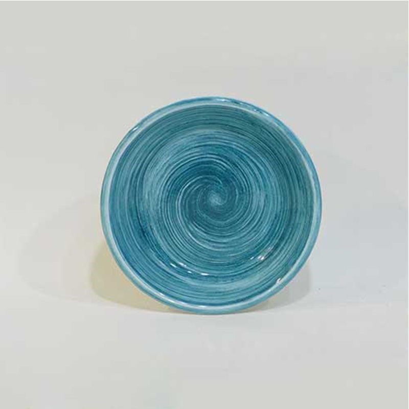 Dekoratif Desenli Emaye Tabak 12 cm Turkuaz