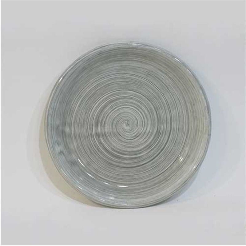 Dekoratif Desenli Emaye Tabak 17 cm Gri