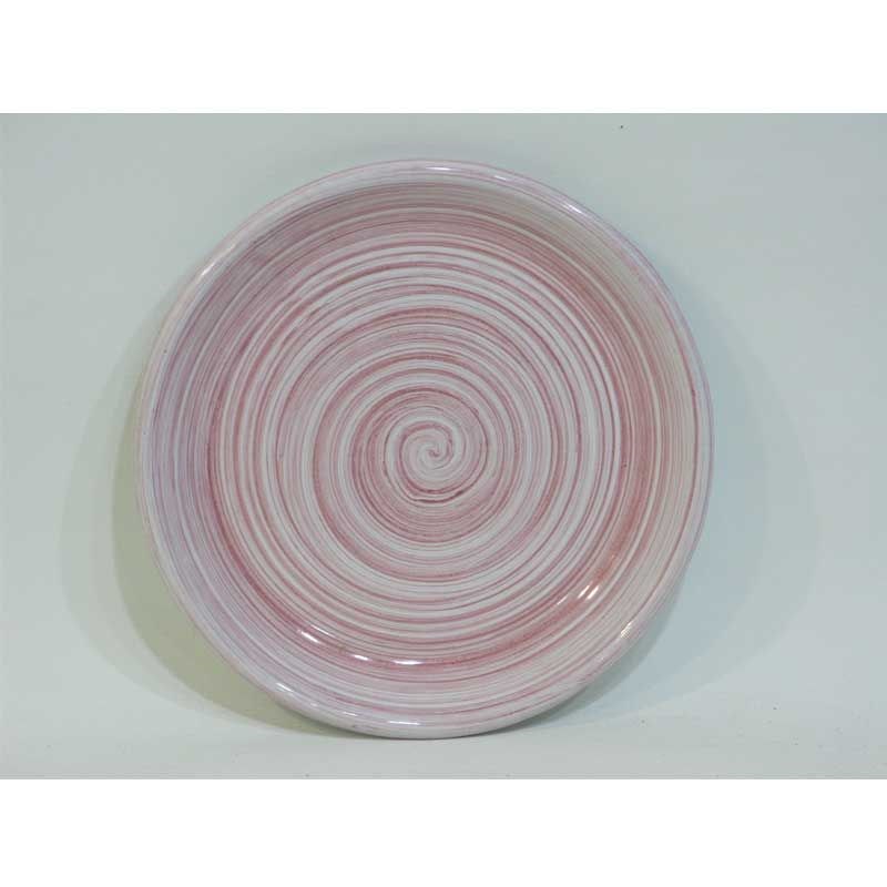 Dekoratif Desenli Emaye Tabak 17 cm Pembe