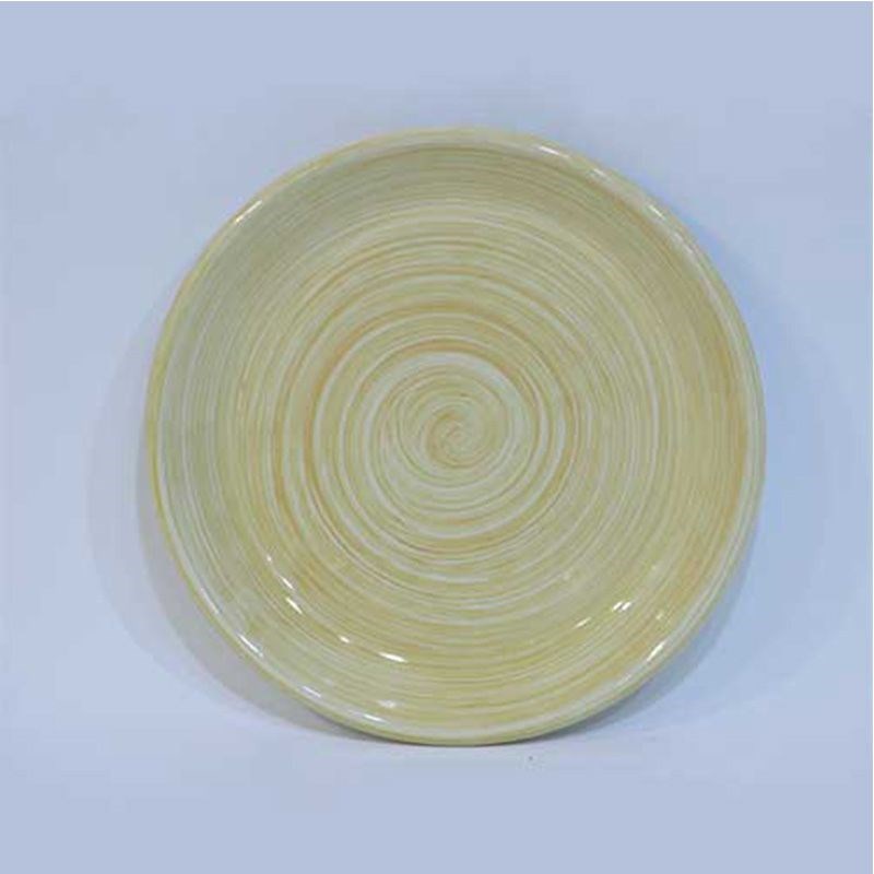 Dekoratif Desenli Emaye Tabak 17 cm Sarı