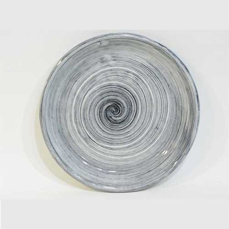 Dekoratif Desenli Emaye Tabak 17 cm Siyah