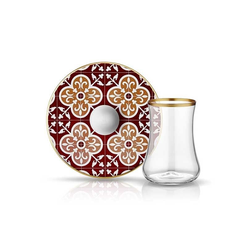 Dervish Çay Seti 6'lı Karo Bordo