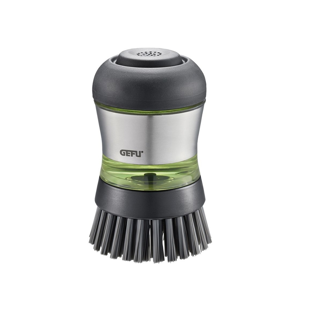 Deterjan Dağıtıcılı Bulaşık Yıkama Fırçası 10 cm (Şeffaf Deterjan Kab 50 Ml) - Gefu