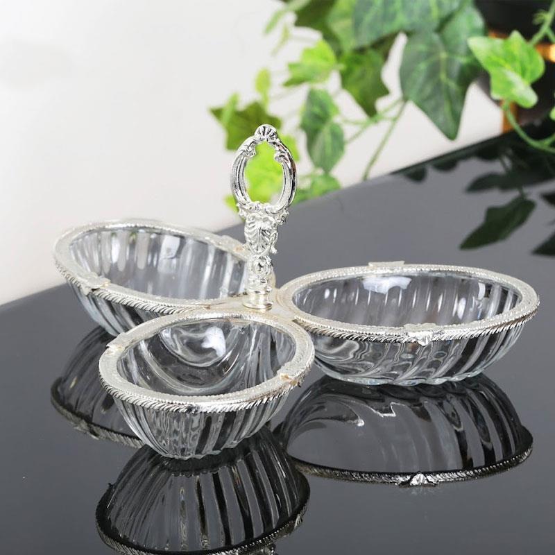 DH-8201G 3'lü Çerezlik Gümüş - Çamlıca Home