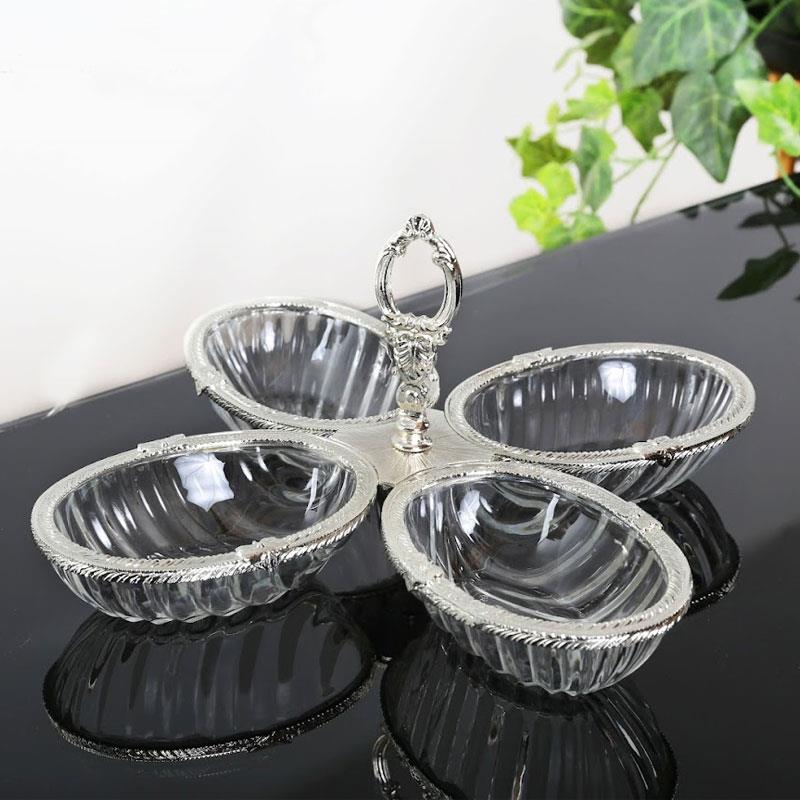 DH-8202G 4'lü Çerezlik Gümüş - Çamlıca Home