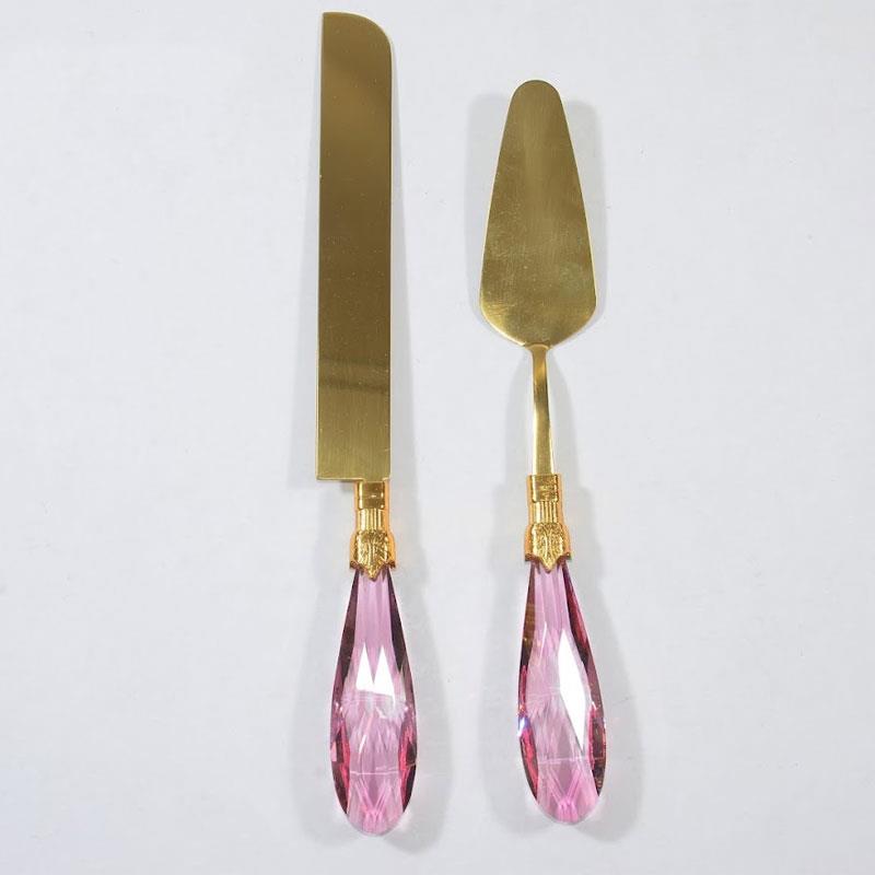 Diamond 2 Parça Pasta Servis Seti Pembe Altın - Çamlıca Home