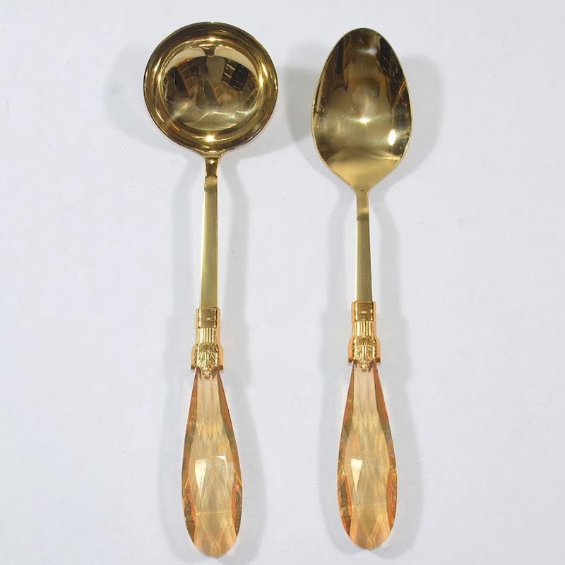 Diamond 2 Parça Pilav Kaşığı ve Çorba Kepçesi Seti Amber Titanyum - Çamlıca Home