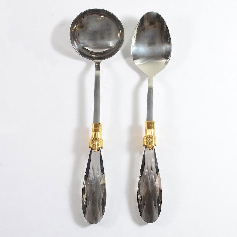 Diamond 2 Parça Pilav Kaşığı ve Çorba Kepçesi Seti Füme Gümüş - Çamlıca Home