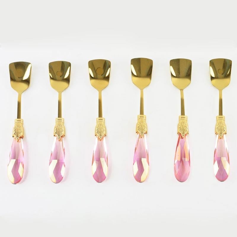 Diamond 6 Parça Tatlı ve Dondurma Kaşığı Pembe - Çamlıca Home