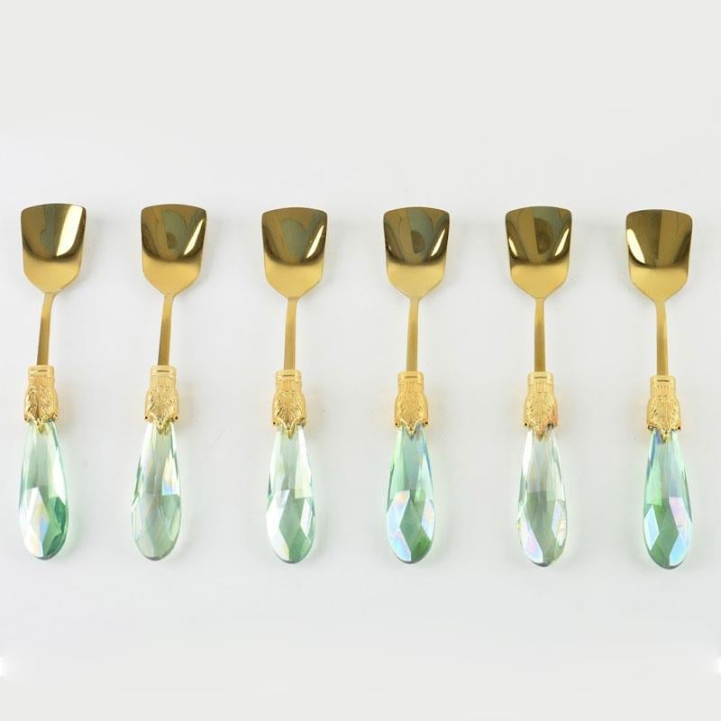 Diamond 6 Parça Tatlı ve Dondurma Kaşığı Yeşil Titanyum - Çamlıca Home