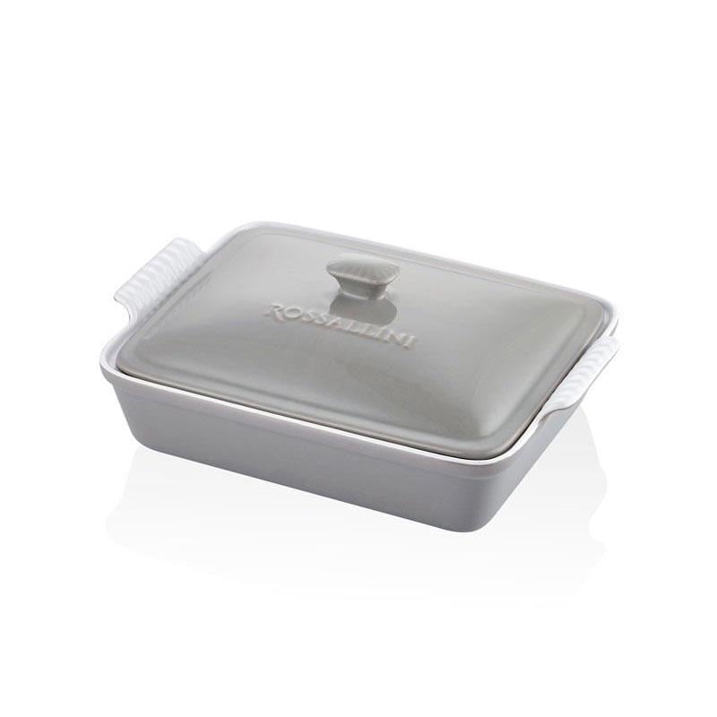 Dikdörtgen Kapaklı Fırın Kabı Gri 33x23x7 cm - Rossallini Life