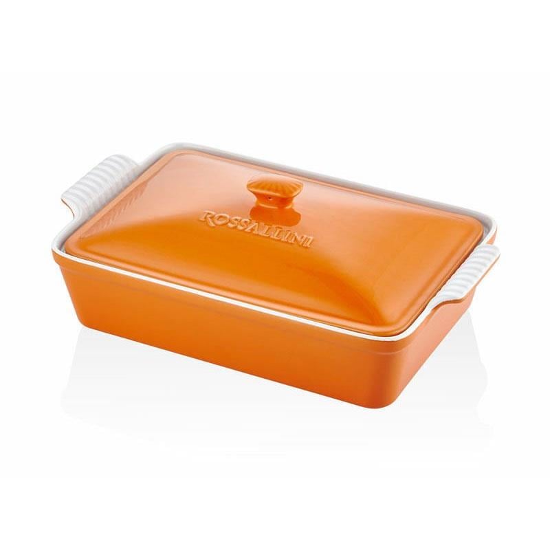 Dikdörtgen Kapaklı Fırın Kabı Turuncu 38x23x8,5 cm - Rossallini Life