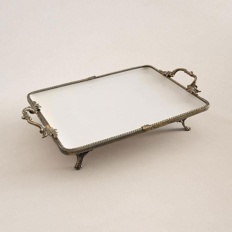 Emayra 35x26 cm dikdörtgen eskitme kulplu porselen servis tabağı - Çamlıca Home