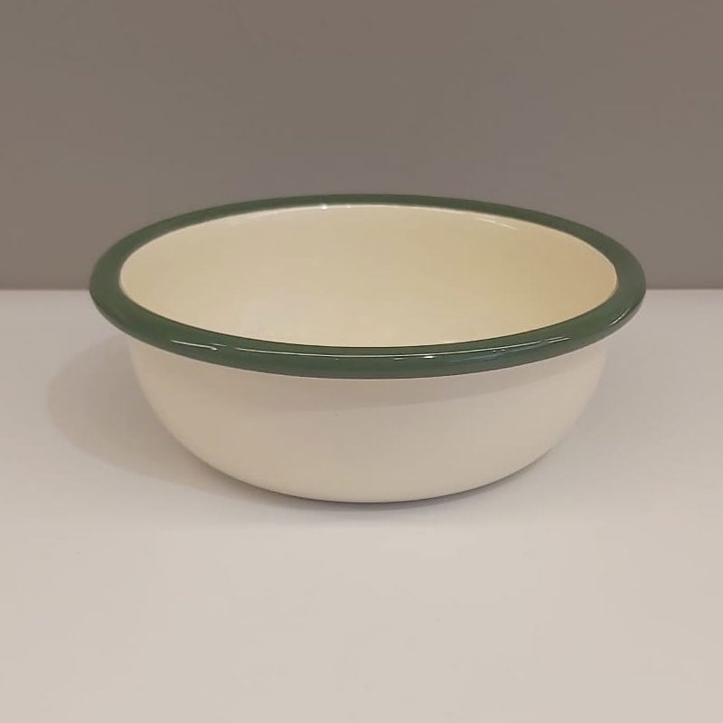 Emaye 12 cm Kase Krem Asker Yeşili - Emayeci