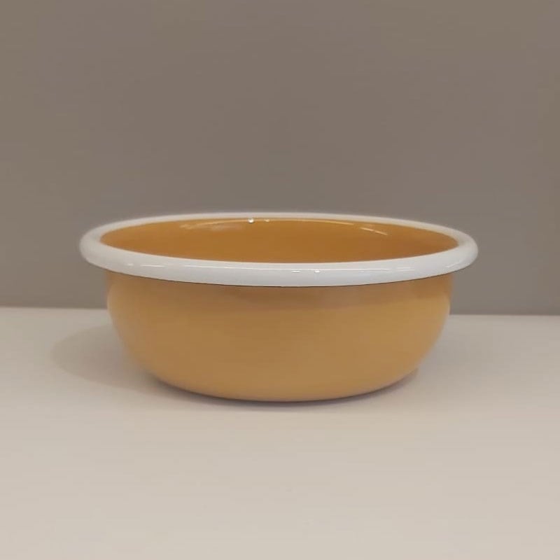 Emaye 12 cm Kase Oksit Sarı Beyaz Kordon - Emayeci