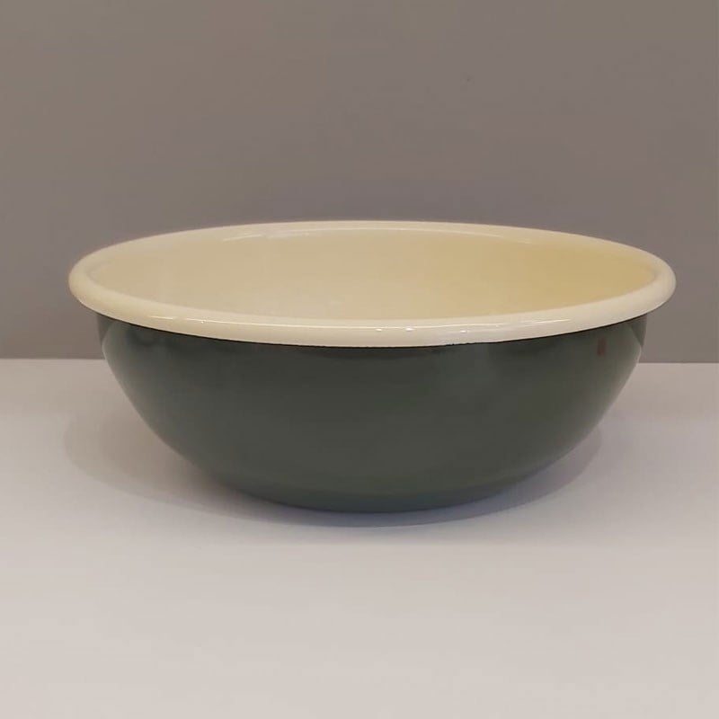 Emaye 16 cm Kase Asker Yeşili Krem - Emayeci