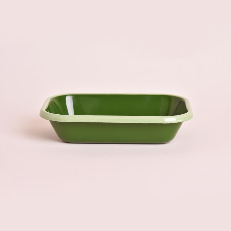 Emaye 16x11 cm Meze Tabağı Asker Yeşili- Nil Yeşili - Emayeci