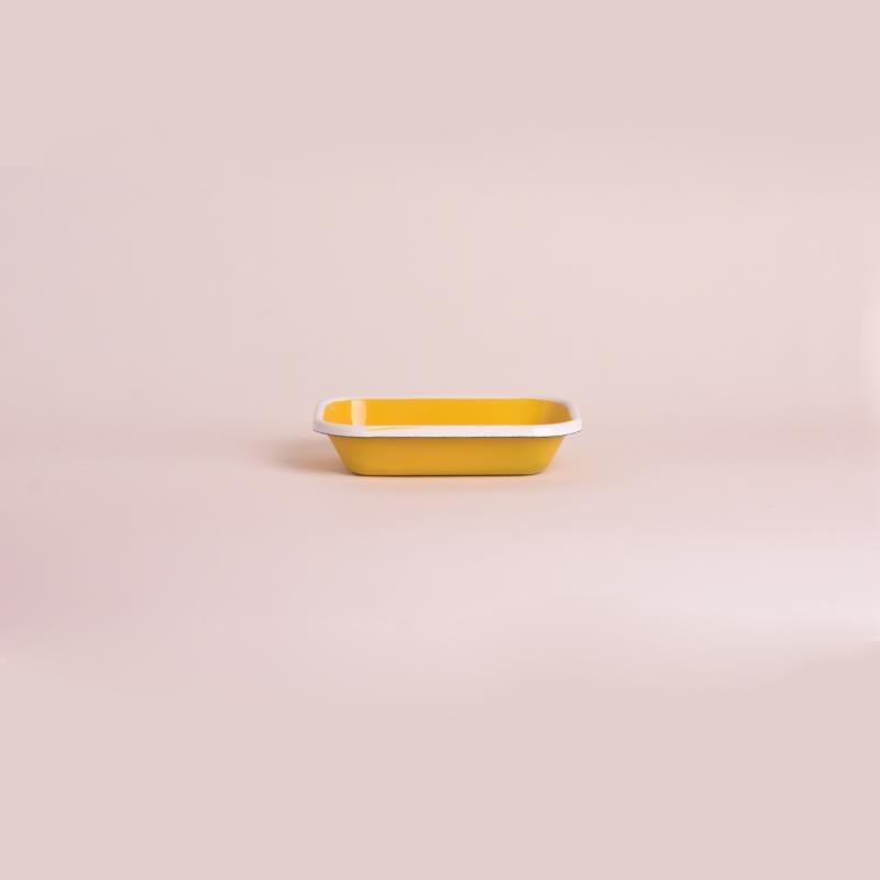 Emaye 16x11 cm Meze Tabağı Sarı-Kordon Beyaz - Emayeci