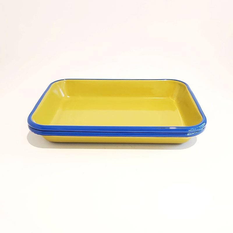 Emaye 2'li Meze Tabağı F. Yeşil Kobalt 27 x 19 cm - Emayeci