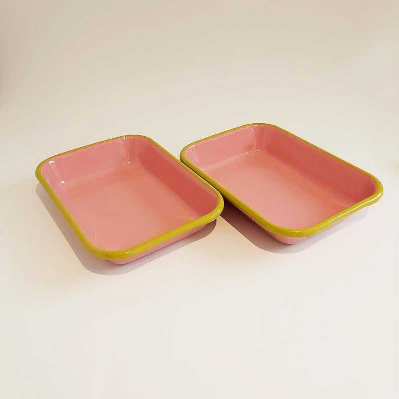 Emaye 2'li Meze Tabağı Gül Kurusu 22 x 16 cm - Emayeci