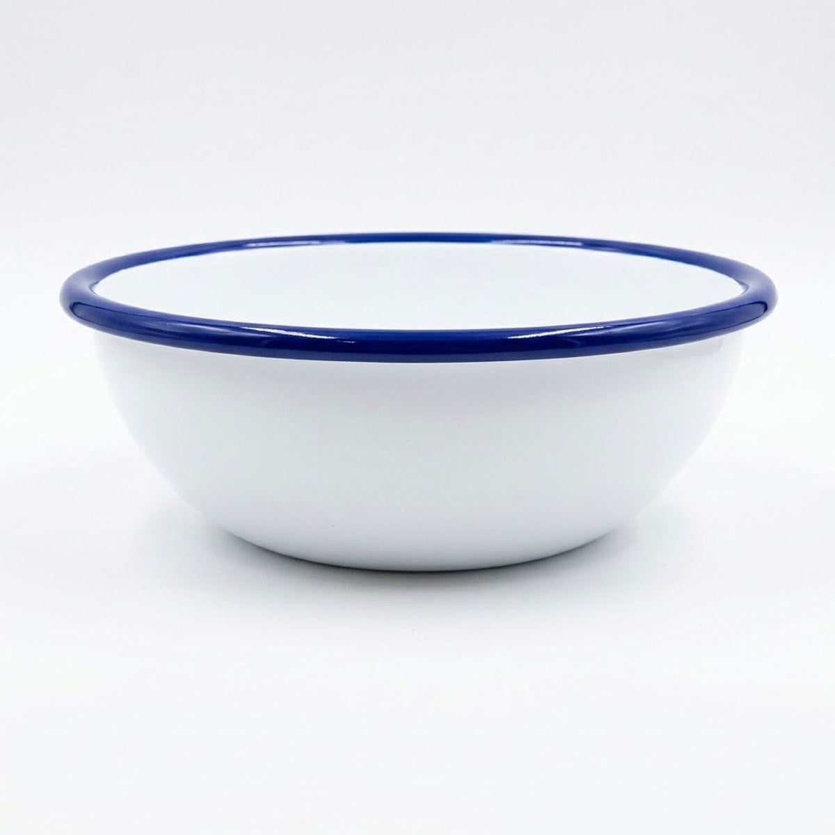 Çamlıca Home kobalt mavi kordon biyeli beyaz emaye 16 cm yuvarlak salata çorba ve servis kasesi
