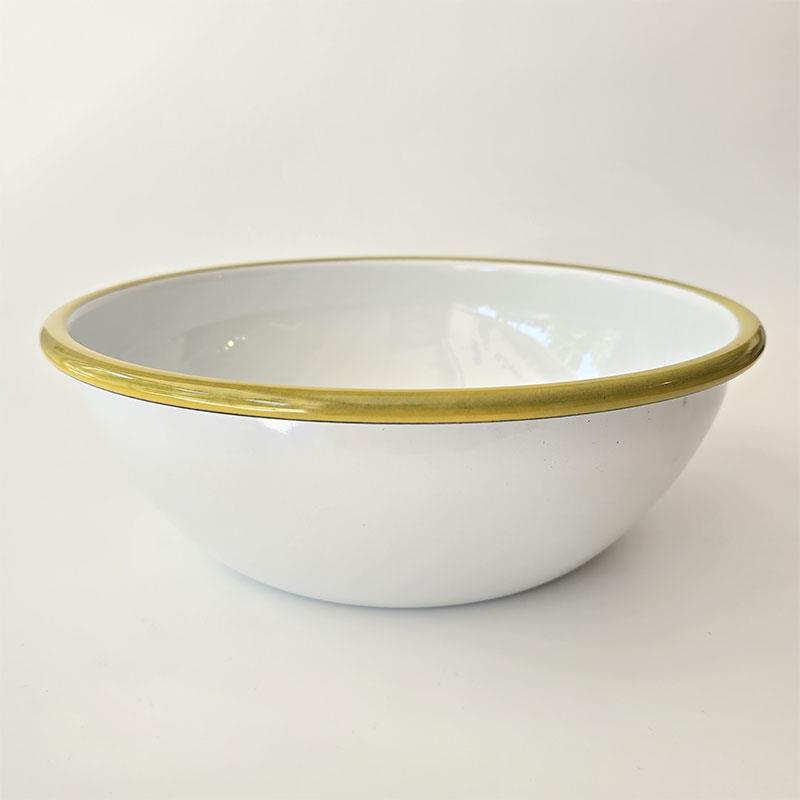 Emaye Kase 26 cm Beyaz Kordon Sarı - Emayeci