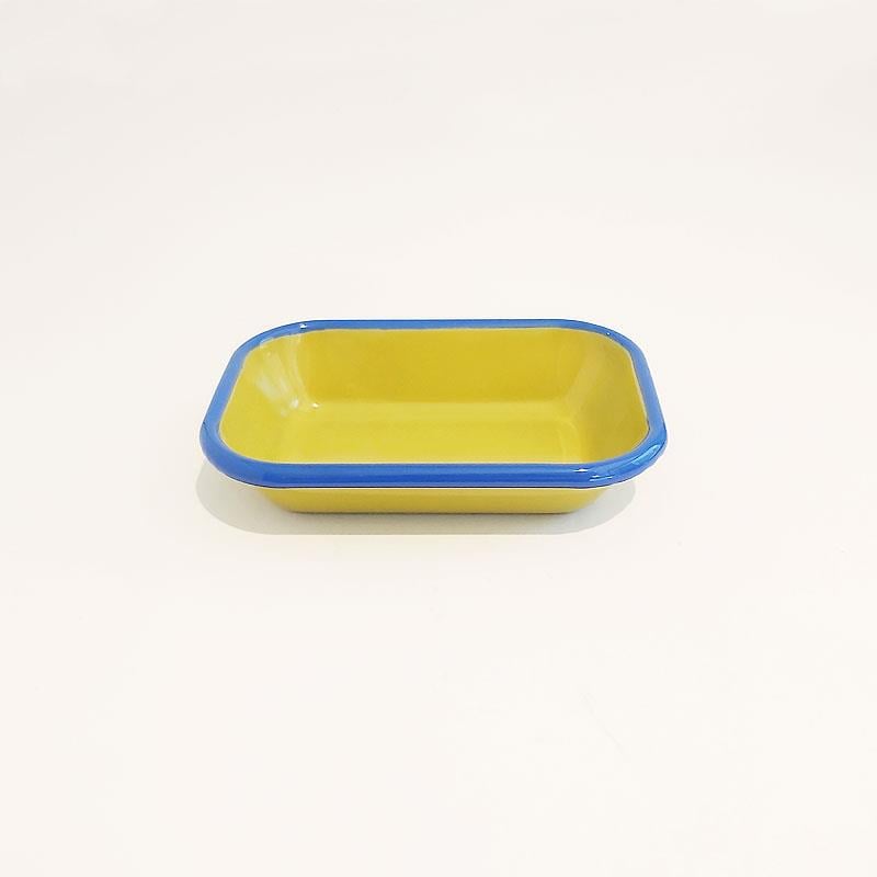 Çamlıca Home Emayra Fıstık Yeşili Emaye Meze Tabağı 17x12 cm - Kobalt Kordonlu