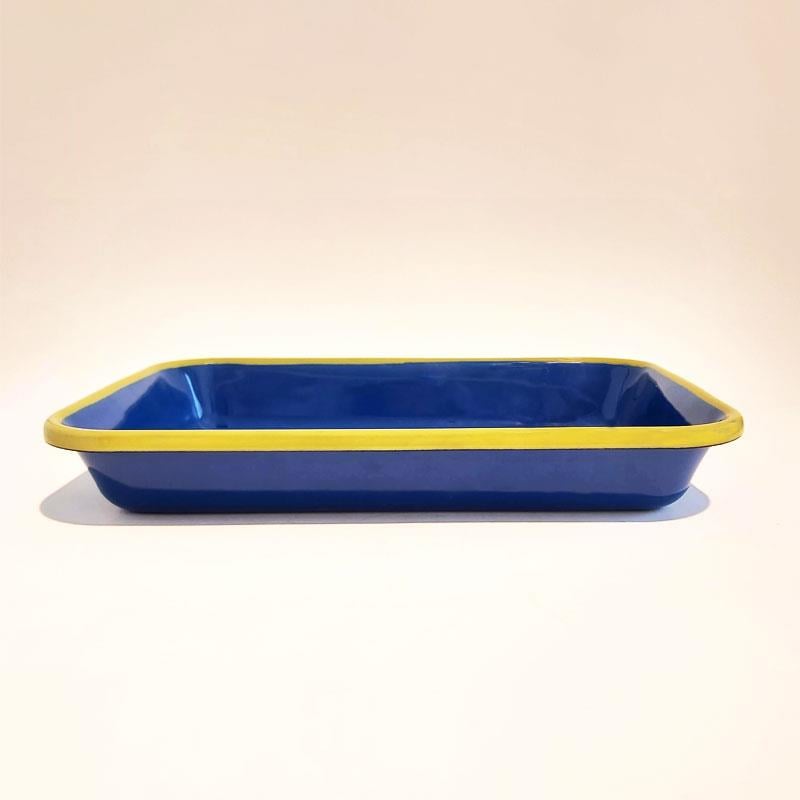 Emaye Meze Tabağı Kobalt F.Yeşil 27 x 19 cm - Emayeci