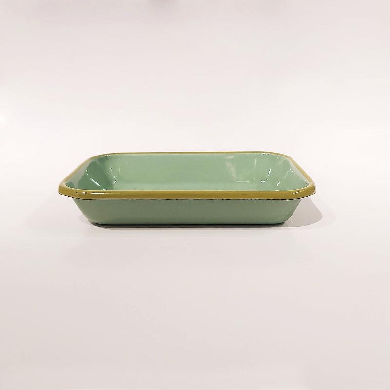 Emaye Meze Tabağı Nil Yeşili Kordon F.Yeşil 22 x 16 cm - Emayeci