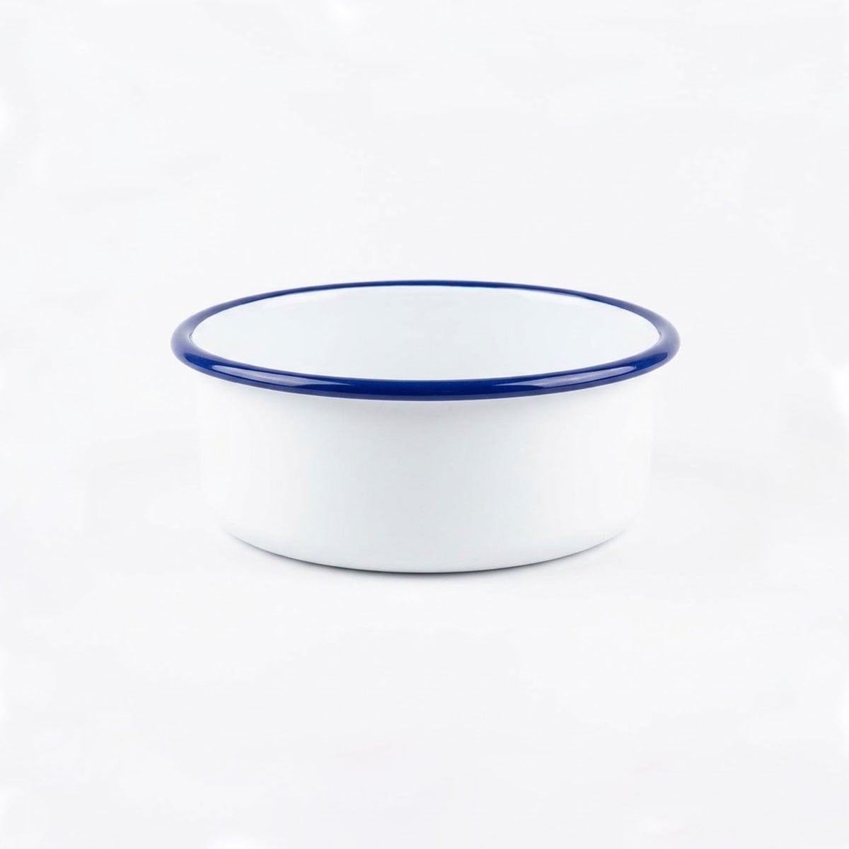 Çamlıca Home kobalt mavi kordon biyeli beyaz 16 cm küçük boy emaye saklama kabı ve kase